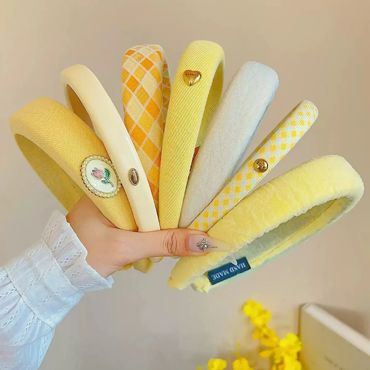 Yellow Wide Headband for Women – High Crown Volume-Boosting Hair Hoop, Spring Summer Elegant Hair Accessory, Versatile Non-Slip Headband for Daily Wear